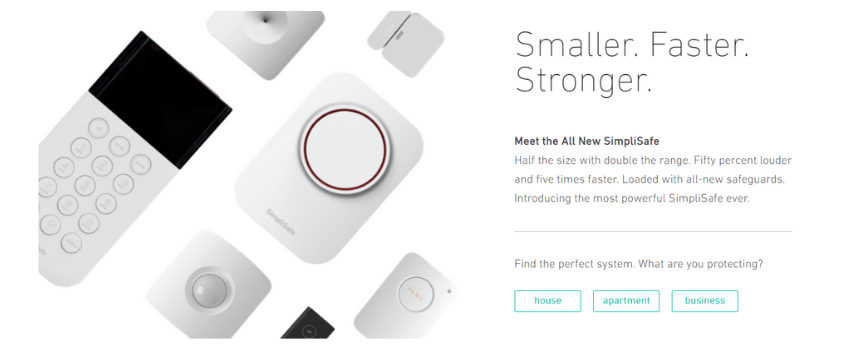 A screenshot of the SimpliSafe product quiz